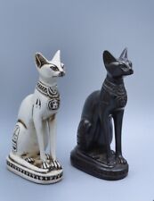 statue of Egyptian goddess Bastet Cat (2 color) Black / White heavy solid stone picture