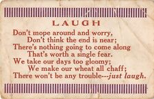 1914 Comic Motto PC Titled Laugh - Don't Mope Around & Worry, Don't Think The En picture