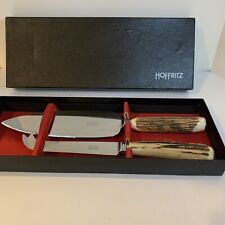 VTG Hoffritz Stag Antler 2 Piece Knife Set In Original Box. Made In England picture