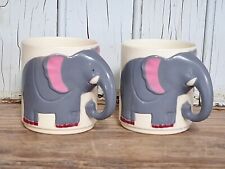 Vintage Plastic 3D Cute Elephant Kids Cups Matching Set Of Friendly Animal Cups picture