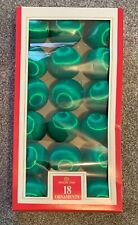 18 Vintage Holiday Time Green Satin Christmas Ornaments picture