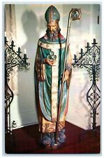 Postcard c1960s St. Patrick's Carved Wood Statue From Rome St. Augustine Florida picture