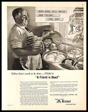 1948 INCO Nickel Vintage PRINT AD Sink Dishes Man Kitchen Chores Friend Painting picture