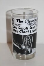 CLEVELAND PRESS Newspaper Ad on GLASS TUMBLER w/ 1969 MOON LANDING Apollo 11 picture