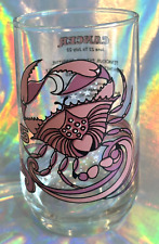 Vintage Zodiac Astrology Cancer Horoscope Drinking Glass by K.M.A. 1976 EUC picture