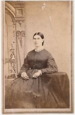ANTIQUE CDV CIRCA 1860s F.S. FAULKER GORGEOUS YOUNG LADY IN DRESS COSHOCTON OHIO picture