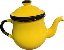 Vintage OMC Japan Enamel Ware Yellow Teapot 16oz picture