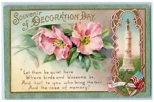 Decoration Day Blossom Flowers Monument Embossed Winsch Back Antique Postcard picture
