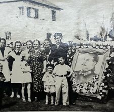 Stalin Poster Little Girls School Soviet Uniform Communist Propaganda Old Photo picture