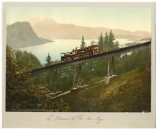 Suisse, Rigi, Hotel Rigi-Kulm with the Alps vintage print photochromie, vintag picture