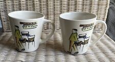 COFFEE MUG PAIR ROSANNA IMPORT ITALY CUP ITALIAN LARGE CAFE MAN DOG ARTSY picture