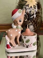 Vintage 1978 Jasco Little Reindeer Hand Painted Candle Holder 1978 Christmas picture
