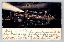 Chicago IL-Illinois, Steamer Theodore Roosevelt, Antique Vintage c1907 Postcard picture