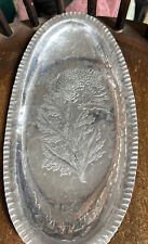 Continental Trade  566 Handwrought Oval Tray Chrysanthemum Hammered Aluminum picture