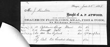 1863 Jabez Knowlton* Newburgh ME A.P. Atwood Bangor Billhead w/ Affixed Receipt picture