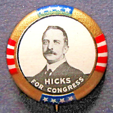 NY NEW YORK -political pinback 1914 For Congress - Frederick HICKS, cello w b.p. picture