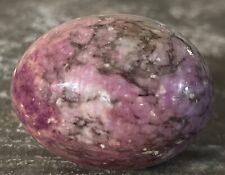 VTG Hand Carved Italian Alabaster Egg Marbled PINK BROWN Polished 2.5” Stone picture