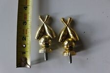 2- NOS Circa 60's GOLD 2 Pin w/ Bowling Ball Trophy Topper picture