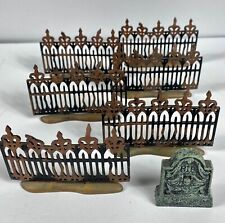 Dept 56 Halloween Spooky Wrought Iron Fence Set of 6 & Headstone #52982 picture