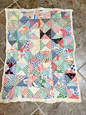 Vintage Hand Stitched Patchwork Quilt for Baby Doll 23x18 Linen Backer picture