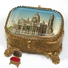 Antique French Eglomise Jewel Casket or Patch Box, a Souvenir of Sacre Coeur picture