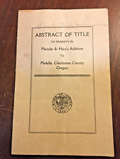 Abstract of Title Molalla Oregon 1919-1927 picture