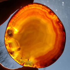 Agate Crystal Rock Slice Cut Polished Brown Stone Translucent Banding 3.5 Inches picture