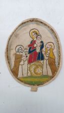 Antique Ex Sharp Scapular Silk Embroidered Madonna With Saints XVIII Century picture