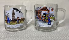 2 Vintage Gulf Oil Glass Coffee Cups: Great Depression And Old Spindletop picture