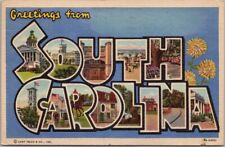 Vintage SOUTH CAROLINA Large Letter LINEN Postcard Curteich Linen / 1955 Cancel picture
