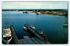 1958 Silver Lake MA, Fishing Vessels In The Harbor Boats Dock Vintage Postcard picture