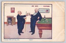 Postcard Two Gentlemen Billiards Pool 