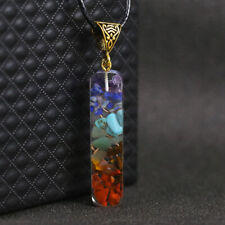 Rare Orgone Natural Colorful 7 Chakra Crystal Pendant Crushed Stones Necklace US picture