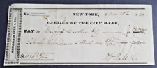 1840 Bank Check Cashier of the City Bank NY Bassen (?) Brothers picture