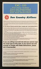 1996 SUN COUNTRY McDonnell Douglas DC-10 SAFETY CARD airlines airways picture