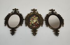 Vintage Ornate Metal Oval Picture Frames Italy MCM Rococo Floral 4x6 Victorian picture