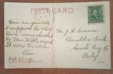 1908 Postmarked Post Card From California Sent With A Benjamin Franklin One Cent picture