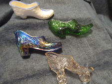 I 8 I   FOUR MINIATURE GLASS SLIPPERS   (ONE IS  ROLLER SKATE) picture