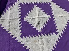 1930's Antique Sawtooth Diamond in Square Quilt Purple and White Vintage picture
