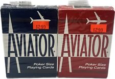 Lot of 2 Aviator 914 Poker Size Playing Cards Red & Blue Decks New Sealed picture