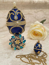 Imperial Faberge egg Music box PLUS Sapphire Faberge Necklace 24K GOLD Fabergé picture