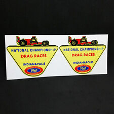 Pair of NHRA 1961 DRAG RACES Vintage Style DECAL, Sticker, rat rod, racing picture