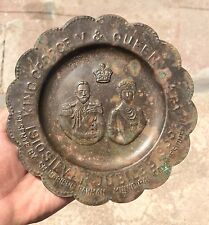 Antique King George V & Queen Mary 1910 Silver Jubilee Brass Plate Present picture