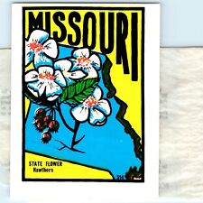 c1960s RARE Missouri State Window Decal Sticker Baxter Lane Hawthorne Flower C43 picture