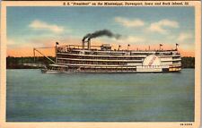 Rock Island IL-Illinois, SS President On The River, Vintage Postcard picture