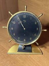 VINTAGE RARE IMHOF Mid-Century Gilt Brass Nautical Genève Alarm Clock 8-Day picture