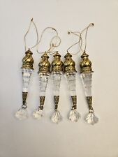 5 Clear Acrylic Christmas Ornaments with Gold Accents picture