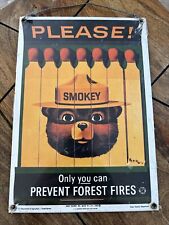 Vintage Smokey The Bear Porcelain Sign 1988 Ande Rooney INC picture