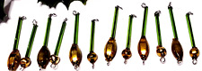 Vtg Christmas Ornaments 12 Mercury Glass Bead Icicles Chartreuse Green Gold sn7 picture