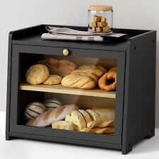 Black Bread Box for Kitchen Countertop, Large Bread Storage Container for Homema picture